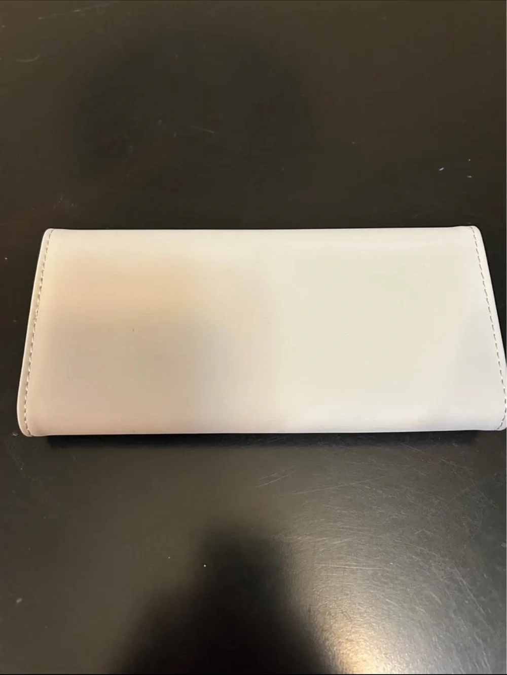 Women's light gray Clutch Wallet with Pink Leaf Charm